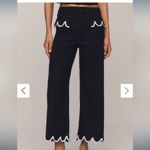 The Colette Scalloped Crop Wide-Leg Pants by Maeve